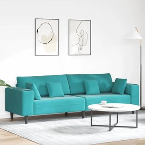 vidaXL Βελούδινος καναπές με μαξιλάρι Τιρκουάζ 208 εκ. Βελούδο