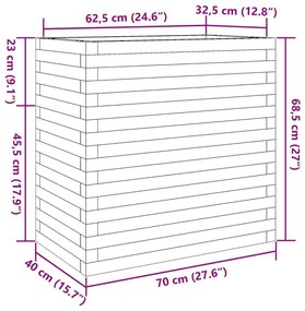 Ζαρντινιέρα Κήπου 70x40x68,5 εκ από Μασίφ Ξύλο Πεύκου - Καφέ