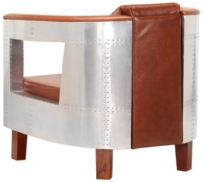 vidaXL Πολυθρόνα Aviator Καφέ από Γνήσιο Δέρμα