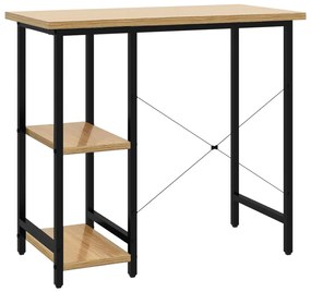 vidaXL Γραφείο Υπολογιστή Μαύρο/Ανοιχτ. Δρυς 80x40x72εκ MDF & Μέταλλο