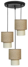 Κρεμαστό Φωτιστικό Οροφής 3xE27 Ύφασμα Φ34cm HK-10 Heronia Lighting-14-0272-Καφέ 14-0272