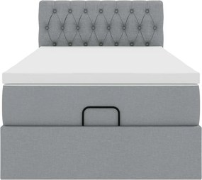 vidaXL Οθωμανικό κρεβάτι με στρώμα ανοιχτό γκρι 90x200cm ύφασμα
