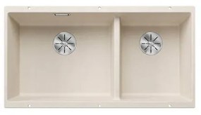 Blanco Subline-U 480/320-U Soft White SILGRANIT™ PuraDur™ Γρανιτένιος Νεροχύτης Υποκαθήμενος με 2 Γούρνες 85,5x46 cm