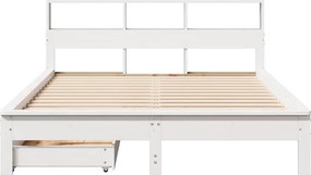 vidaXL Κρεβάτι Βιβλιοθήκη Χωρίς Στρώμα Λευκό 135x190 εκ Μασίφ Πεύκο