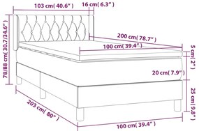 vidaXL Κρεβάτι Boxspring με Στρώμα Μπλε 100 x 200 εκ. Υφασμάτινο