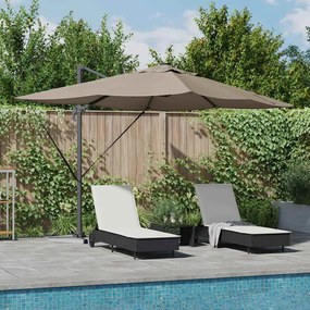 vidaXL Ομπρέλα με βραχίονα Roma με LEDs Ταμπά 352x251x265 cm Αλουμίνιο