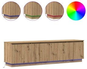 vidaXL Βιτρίνα τηλεόρασης με LED artisan δρυς 180 x 38 x 49 εκ