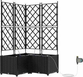 vidaXL Γλάστρα Κήπου 3 τμχ. Μαύρο 80 x 80 x 142 cm PP