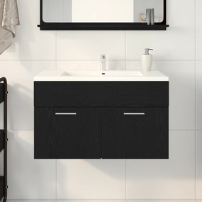 vidaXL Νιπτήρας με Ντουλάπι Μαύρη Δρυς 90x38,5x46 εκ. Επεξεργασμένο Ξύλο