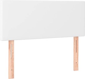 vidaXL Κρεβάτι Boxspring με Στρώμα &amp; LED Λευκό 90x190 εκ. Συνθ. Δέρμα