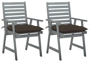 Καρέκλες Εξ. Χώρου 2 τεμ. Μασίφ Ξύλο Ακακίας με Μαξιλάρια