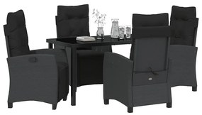 vidaXL Σέτ φαγητού για κήπο 5 pcs Μαύρο συνθετικό ρατάν