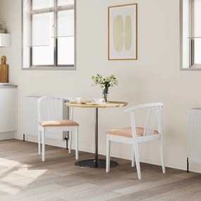 vidaXL Καρέκλα τραπεζαρίας 2 pcs Λευκό και Καφέ Καθαρό Καουτσούκ