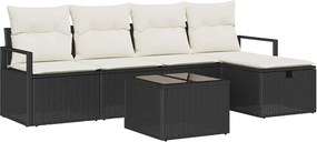 vidaXL Σετ Καναπέ 6 τμχ. 5-Αριθμός καθισμάτων Μαύρο και Κρέμα