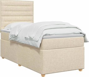 vidaXL Κρεβάτι box spring με στρώμα Κρεμ 90 x 200 cm Ύφασμα