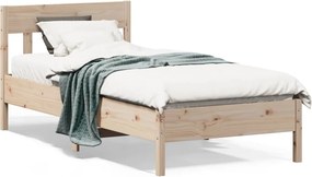 vidaXL Bed Frame Φυσικό 90 x 190 cm Solid Pine Wood, Plywood
