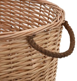 vidaXL Καλάθι Καυσόξυλων με Λαβές Μεταφοράς 56x40x28 εκ. Φυσική Ιτιά