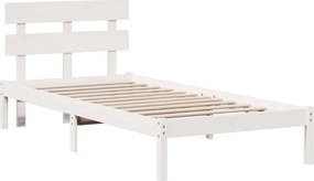 vidaXL Σκελετός Κρεβατιού Λευκό 75 x 190 cm Μασίφ ξύλο πεύκου