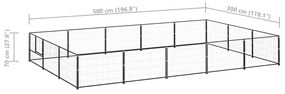 vidaXL Σπιτάκι Σκύλου Μαύρο 15 μ² Ατσάλινο