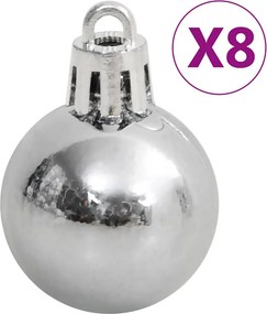 VidaXL Σετ Μπάλες Χριστουγεννιάτικες 111 τεμ. Λευκές/Γκρι Πολυστυρένιο