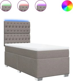 vidaXL Κρεβάτι Boxspring με Στρώμα Taupe 90x190 εκ.Υφασμάτινο