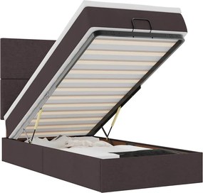 vidaXL Οθωμανικό κρεβάτι με στρώμα σκούρο καφέ 90x190cm ύφασμα