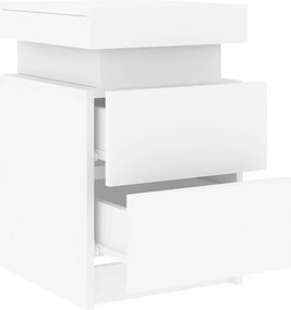 vidaXL Κομοδίνα με Φώτα LED 2 Τεμ. Λευκά 35 x 39 x 55 εκ.