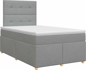 vidaXL Κρεβάτι box spring με στρώμα Ανοιχτό γκρι 120 x 190 cm Ύφασμα