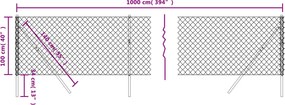 vidaXL Συρματόπλεγμα Περίφραξης Ασημί 1 x 10 μ.