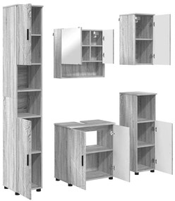 vidaXL Σετ Επίπλων Μπάνιου με πόρτα 5 pcs Γκρι sonoma 61 x 35 x 64 εκ.