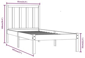 ΠΛΑΙΣΙΟ ΚΡΕΒΑΤΙΟΥ 75X190 ΕΚ. ΑΠΟ ΜΑΣΙΦ ΠΕΥΚΟ 2FT6 SMALL SINGLE 3105096