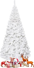 Costway Τεχνητό Χριστουγεννιάτικο Δέντρο με Μεταλλική Βάση 240 εκ. Λευκό CM19736