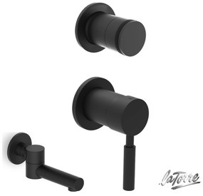 La Torre NEW TECH Black matt 12051SP-400 34374-400 Μίκτης εντοιχισμού+εκτροπέας περιστροφικός 2 εξόδων+Περιστρεφόμενο Στόμιο