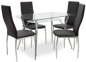 Dining set 5pcs Jacob-Jella with glass-chair black pu 120x75x75.5cm 120x75x75.5 εκ.