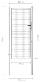 vidaXL Πόρτα Περίφραξης Ασημί 105 x 225 εκ. από Γαλβανισμένο Χάλυβα