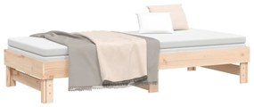 Καναπές Κρεβάτι Συρόμενος 2x(100x200) εκ. από Μασίφ Ξύλο Πεύκου - Καφέ