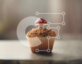 Intra Συλλεκτικό Ξύλινο Παζλ Plywood  4mm - Μικρό Cupcake με μανιτάρια στο τραπέζι Σε Ξύλινο Κουτί - Διαστάσεις: 10x10 cm – 25 κομμάτια