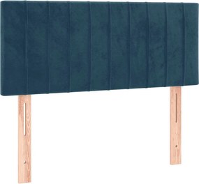 vidaXL Κρεβάτι Boxspring με Στρώμα Σκούρο Μπλε 90x190 εκ. Βελούδινο