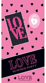 Πετσέτα Θαλάσσης Παιδική Βελουτέ Love 23 Digital Print Pink DimCol Beach 70x140cm 100% Cotton