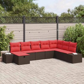 vidaXL Σετ Καναπέ Κήπου 8 τμχ. Καφέ συνθετικό ρατάν