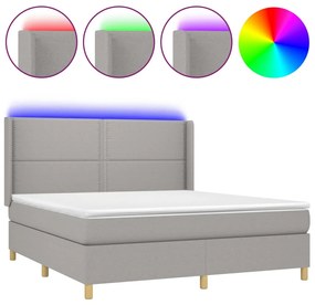 ΚΡΕΒΑΤΙ BOXSPRING ΜΕ ΣΤΡΩΜΑ &amp; LED ΑΝ.ΓΚΡΙ 160X200ΕΚ. ΥΦΑΣΜΑΤΙΝΟ 3138805