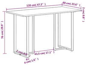 vidaXL Τραπεζαρία 120 εκ. από Ακατέργαστο Ξύλο Μάνγκο