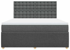 vidaXL Κρεβάτι Boxspring με Στρώμα Σκούρο Γκρι 180x200 εκ Υφασμάτιν