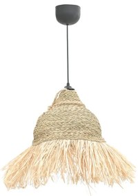 Boher Inart seagrass ceiling lamp in natural shade Φ33x76cm 33x33x40 εκ.