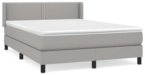 Κρεβάτι Boxspring με Στρώμα Ανοιχτό Γκρι 140x190 εκ. Υφασμάτινο - Γκρι