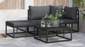 vidaXL Σετ Καναπέ Κήπου 3 pcs Μαύρο 211.5 x 71.5 x 71 εκ Αλουμίνιο