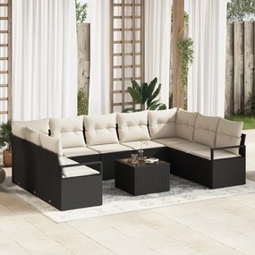 vidaXL Σετ βεράντας 9 τεμαχίων με καφέ μαξιλάρια
