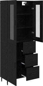 vidaXL Highboard με συρτάρι 2 pcs Μαύρη Οξυά Επεξεργασμένο ξύλο