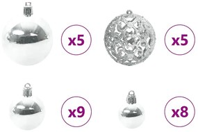 vidaXL Σετ Χριστουγεννιάτικων Στρογγυλών Μπαλίτσων 61 pcs Ασημί