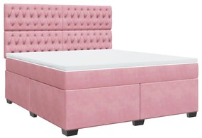 vidaXL Κρεβάτι Boxspring με Στρώμα Ροζ 180x200 εκ. Βελούδινο